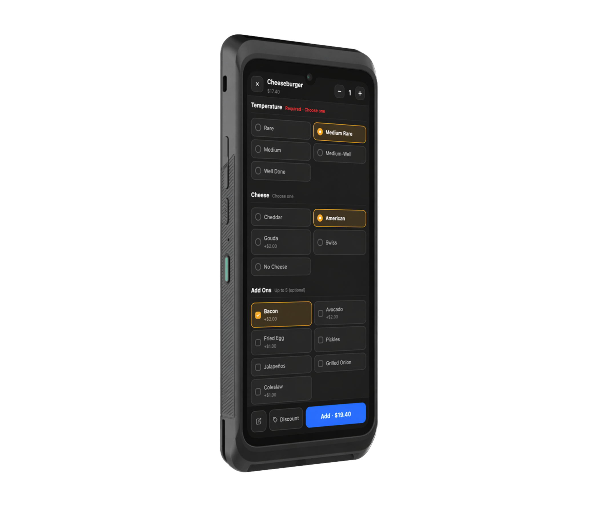 Tabski modifier and order entry screen