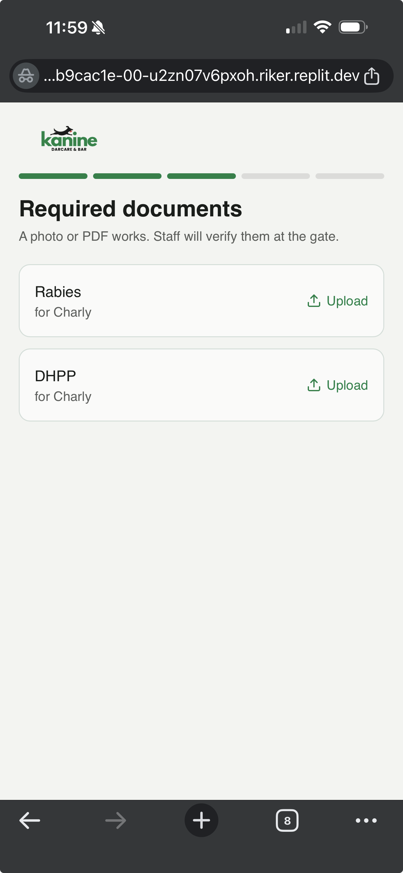 Mobile ordering embedded in the Park member app for a dog park bar