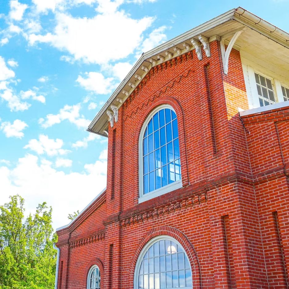 Historic red-brick exterior of Broad Street Market in Harrisburg